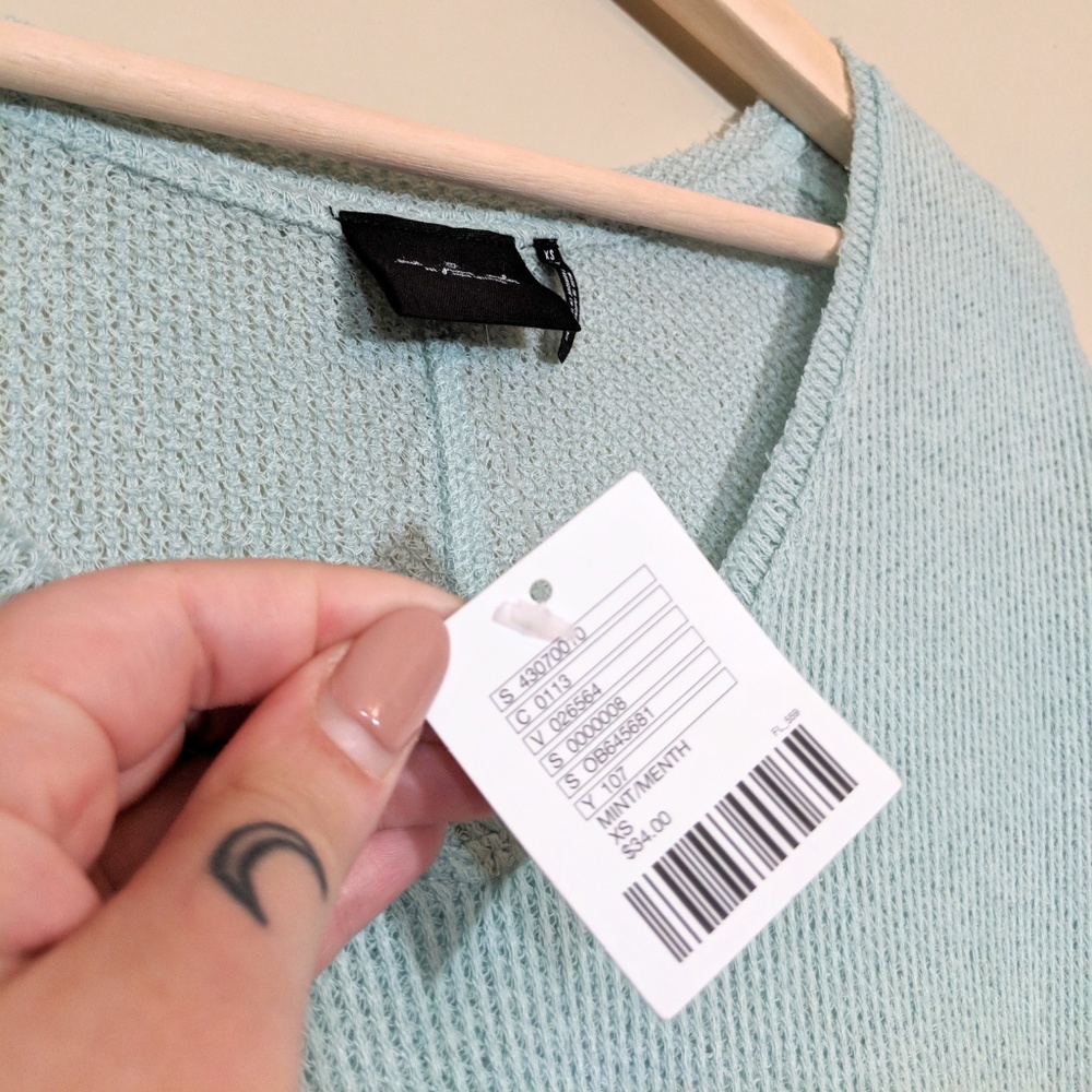 URBAN OUTFITTERS Knitted Draped Tee Mint Green XS_2
